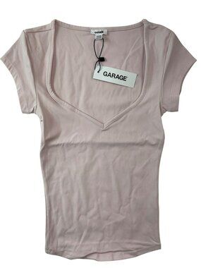 Garage Sleek Sweetheart Tee Light Pink Nylon Spandex Blend Women's Size XXS NWT